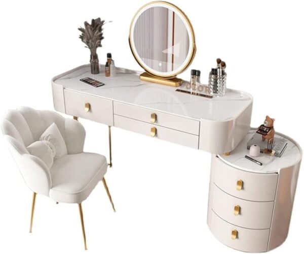 Mobilier intelligent Coiffeuse de princesse moderne simple et multifonctionnelle Coiffeuse d'appoint avec chaise miroir Table intelligente