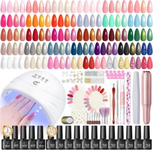 Coffret Manucure Complet PEACECOLOR – 65Pcs avec Vernis Gel, Lampe UV LED, Ponceuse & Top/Base Coat